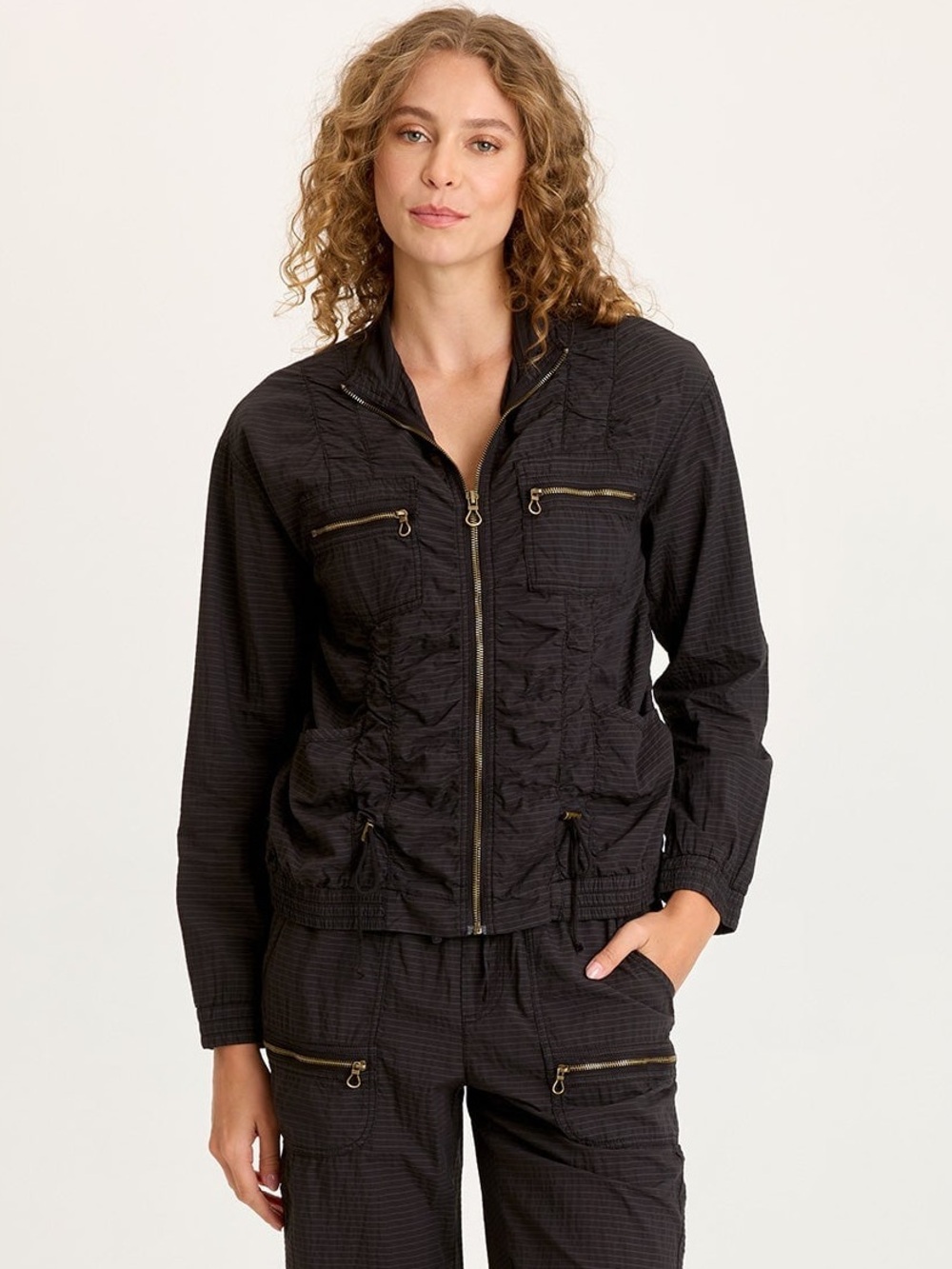 XCVI Amis Textured Cinchable  Bomber Jacket